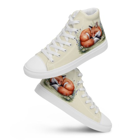 Sleeping fox high top canvas shoes